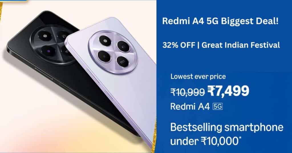Great Indian Festival Live for Prime Redmi A4 5G Smartphone Offer