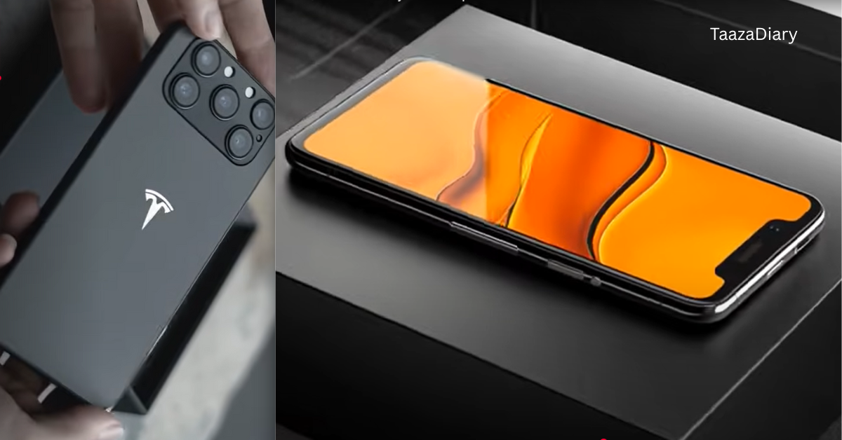 Tesla Pi Phone with Solar Charging and futuristic design