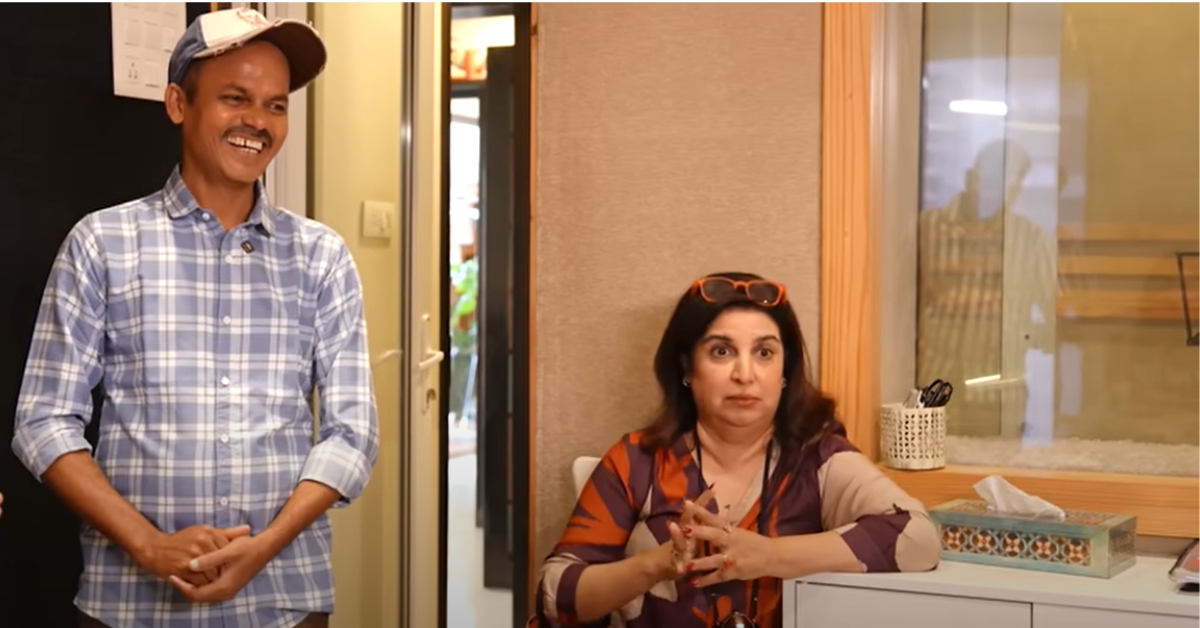 Farah Khan with her cook Dilip during cooking vlog at Shaan’s house