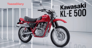 Kawasaki KLE 500 Adventure Bike teaser image with 21-inch wheels and LED headlamp