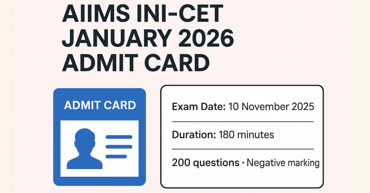 AIIMS INI-CET January 2026 Admit Card download and exam details