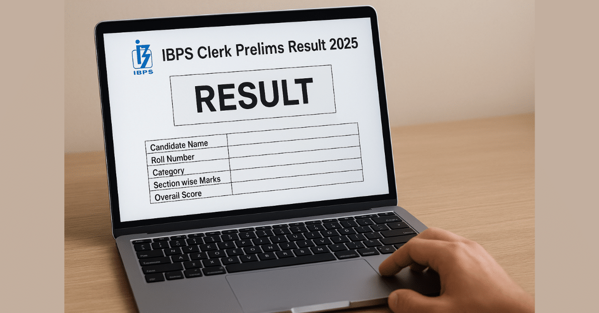 IBPS Clerk Prelims Result 2025 result checking on laptop