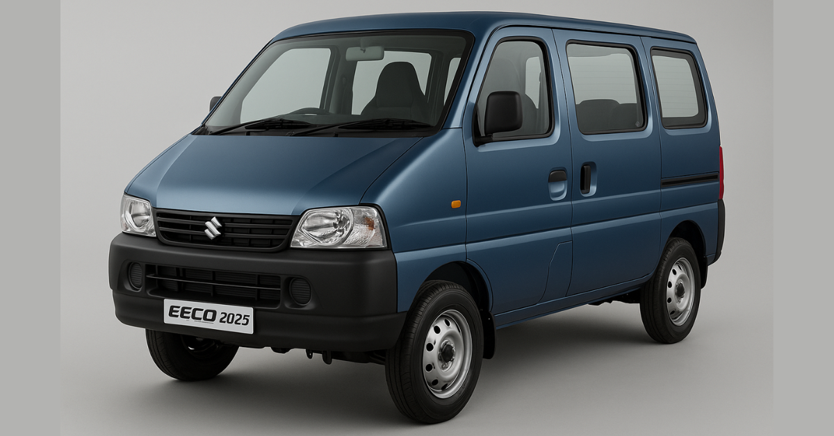 Maruti Eeco 2025 front and side view showcasing new design and features