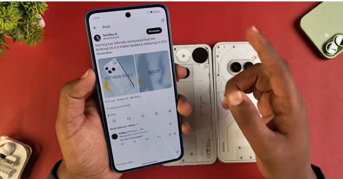 Nothing OS 4.0 Android 16 update on supported Nothing phones
