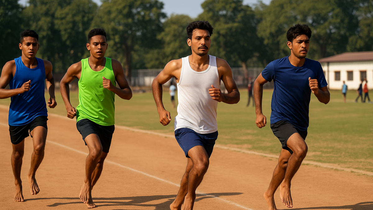 police bharti: छपरा के मैदान में पुलिस भर्ती फिजिकल टेस्ट की तैयारी करते युवा