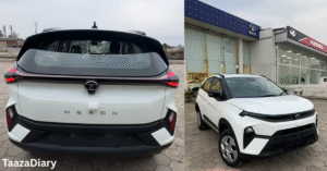 Tata Nexon 2025 SUV front view with LED DRLs and modern design